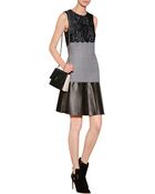 Michael Kors Wool Houndstooth Shell With Lace Overlay - Lyst