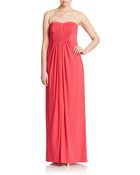 Laundry By Shelli Segal Strapless Pleated Bodice Gown - Lyst