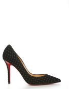 Christian Louboutin Black Glitter Flocked Suede 'Apostrophy Pump 100' Pumps - Lyst