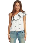 Free People One Shoulder Embroidered Top - Lyst