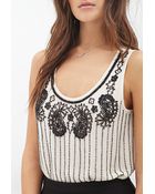 Forever 21 Sheer Beaded Top - Lyst