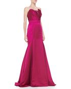 Theia Strapless Origami-Bodice Mermaid Gown - Lyst