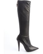 Giuseppe Zanotti Black Leather Rear Zipper Detail Tall Boots - Lyst