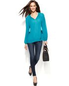 Michael Kors Michael Tasseltie Peasant Blouse - Lyst