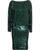 Givenchy Sequined Silk-Crepe Dress In Emerald - Lyst