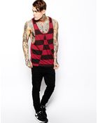 Asos Stripe Tank With Triangle Design And Extreme Racer Back - Lyst