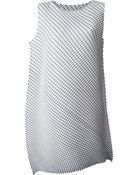 Pleats Please Issey Miyake Pleated Asymmetric Hem Dress - Lyst