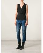 Pinko Lace Panel Pleated Vest - Lyst