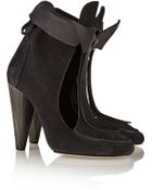 Isabel Marant Cutout Leather And Suede Ankle Boots - Lyst