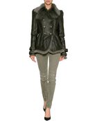 Balmain Embossed Leather Jacket with Shearling Lining - Lyst