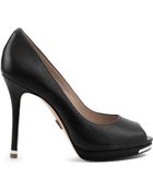 Michael Kors Brenda Peep-Toe Leather Pump - Lyst
