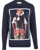 River Island Navy Christmas Girl Print Sweatshirt - Lyst