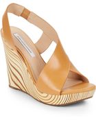 Diane von Furstenberg Sunny Vachetta Leather & Wood Wedge Sandals - Lyst
