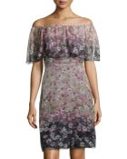 Valentino Floral-Print Ruffled-Overlay Chiffon Dress - Lyst