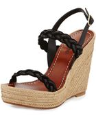 Valentino Braided Leather Double-Strap Espadrille - Lyst