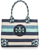 Tory Burch Printed Mini Ella Tote - Harbor Stripe Combo - Lyst