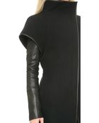 Gareth Pugh Wool & Leather Coat - Black - Lyst