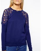 Asos Jumper With Lace Insert - Lyst