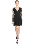 Elie Saab Viscose Knit & Guipure Lace Dress - Lyst