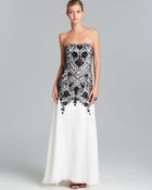 Sue Wong Gown Strapless Contrast Lace - Lyst
