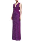 J. Mendel Sleeveless Gown With Pin-Tucked Chiffon And Lace - Lyst
