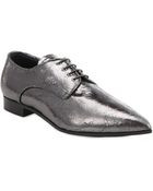 Miu Miu Crackle Metallic Leather Lace-Up Oxfords - Lyst