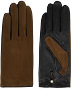 Agnelle Silk-Lined Suede And Leather Gloves - Lyst