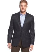 Lauren by Ralph Lauren Elbow Patch Navy Windowpane Plaid Big And Tall Sport Coat - Lyst