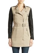 Guess Pu Sleeve Trench Coat - Lyst