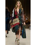Burberry Geometric Print Layered Silk Smock Dress - Lyst