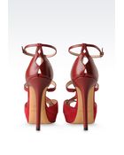 Emporio Armani Open Toe In Suede And Calfskin With Strap - Lyst