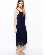 Asos Knitted Cami Dress With Crochet Lace - Lyst