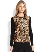 Ralph Lauren Black Label Leopard-Printed Calf Hair Sweater - Lyst