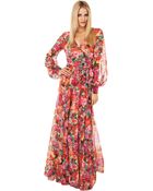 Akira Black Label Tropical Print Flowy Maxi Dress In Red Rose - Lyst