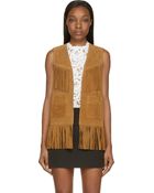 Saint Laurent Whisky Tan Suede Fringed Vest - Lyst