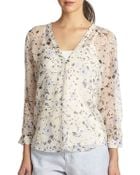 Joie Lerona Floral-Print Silk Blouse - Lyst
