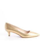 Prada Platinum Leather Kitten Pumps - Lyst