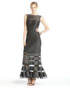Tadashi Shoji Shadow Grey Glitter And Mesh Sleeveless Gown - Lyst