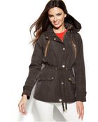 Michael Kors Michael Faux-Leather-Trim Hooded Anorak Jacket - Lyst