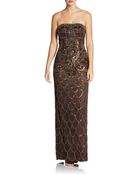 Sue Wong Embellished Strapless Column Gown - Lyst