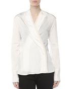 Donna Karan New York Satin Surplice Blouse - Lyst