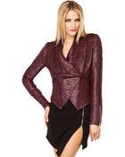 Akira Black Label Pleated Bomber Jacket In Burgundy - Lyst