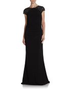 Js Boutique Embellished-Sleeve Ruched Gown - Lyst