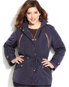 Michael Kors Michael Plus Size Faux-Leather-Trim Hooded Anorak Jacket - Lyst