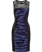 Vera Wang Ruched Satintwill Dress - Lyst
