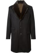 Colombo Mink Fur Collar Coat - Lyst