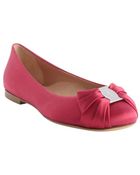 Ferragamo Hot Pink Satin Engraved Logo Bow Tie Ballet Flats - Lyst