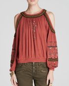 Free People Top - Embellished Cold Shoulder - Lyst