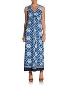 Ellen Tracy Twistfront Maxi Dress - Lyst