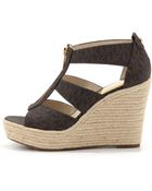 MICHAEL Michael Kors Damita Logo Zipper Wedge Sandal - Lyst